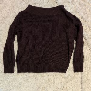Elegant Dark Purple Cowl Neck Sweater
